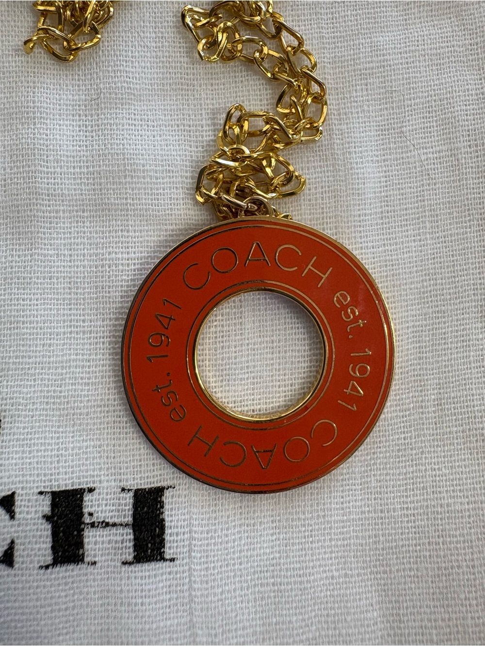 Coach Logo Gold Tone Necklace Set with Orange and Purple Accent - Picture 5 of 11